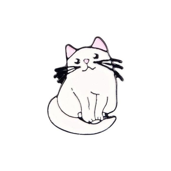 White Cat- Fat Cat -Lazy Cat- Metal Enamel Jacket Lapel Backpack Pins Badges Set - Picture 2 of 5